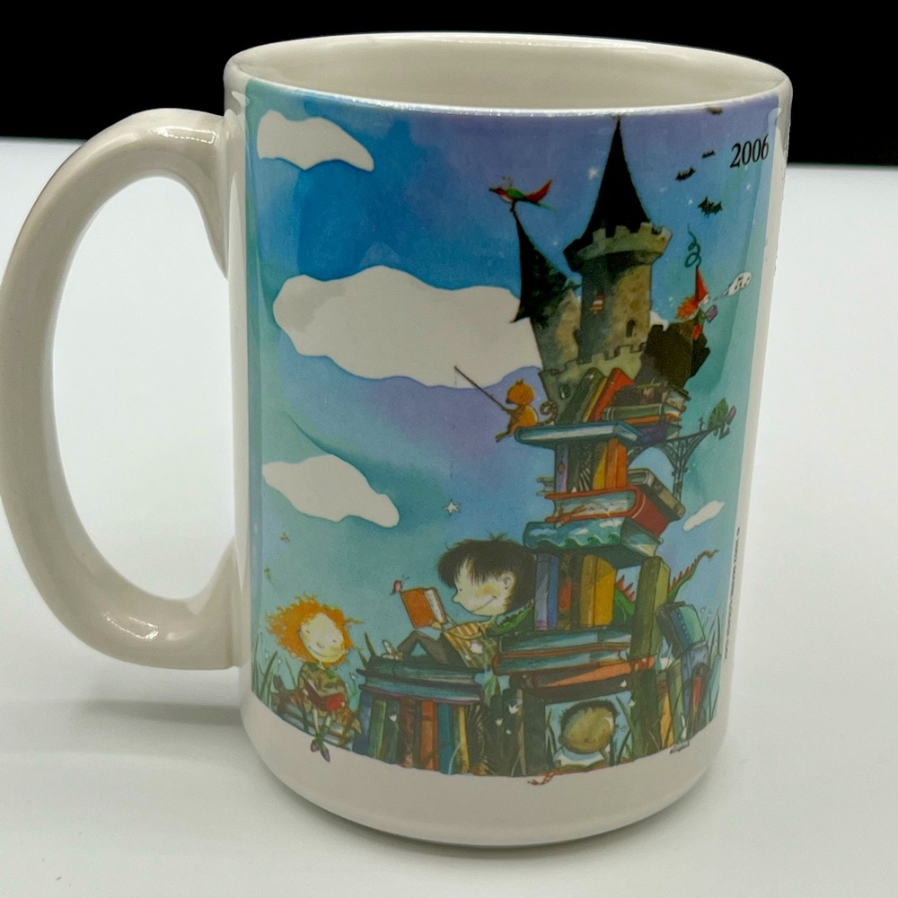 2006 Los Angeles Times Festival of Books Mug.  Books, tree, children reading